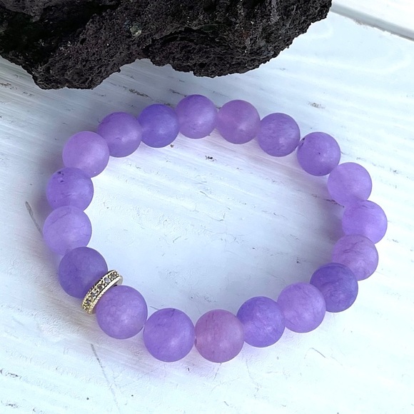 Crystal Chalcedony Beaded Bracelet - Purple - Picture 3 of 4